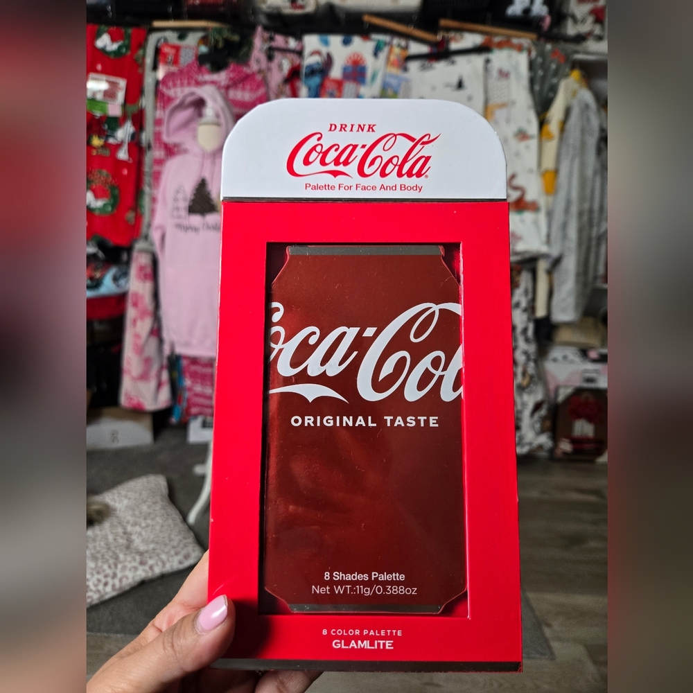 Coca-Cola Glamlite Eyeshadow Palette in Red and Nude, Shimmery Colors Coke